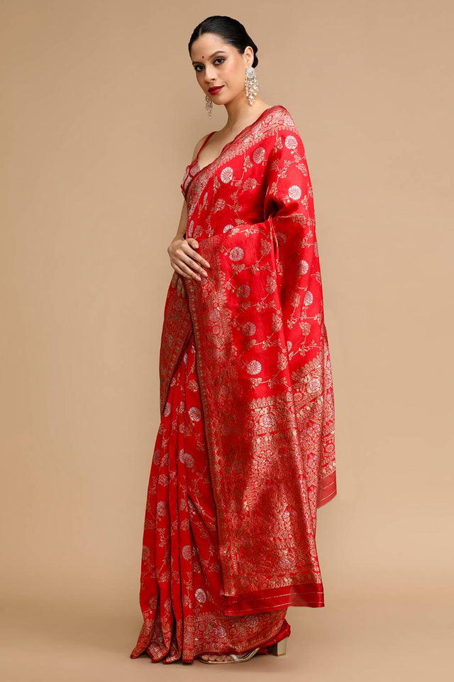 Red Woven Silk Saree