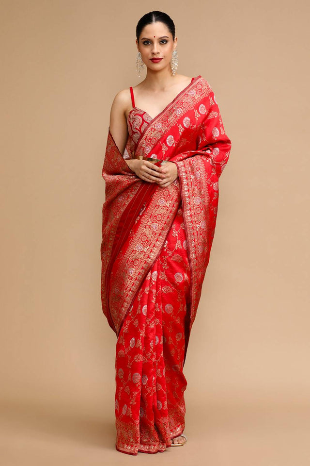 Red Woven Silk Saree