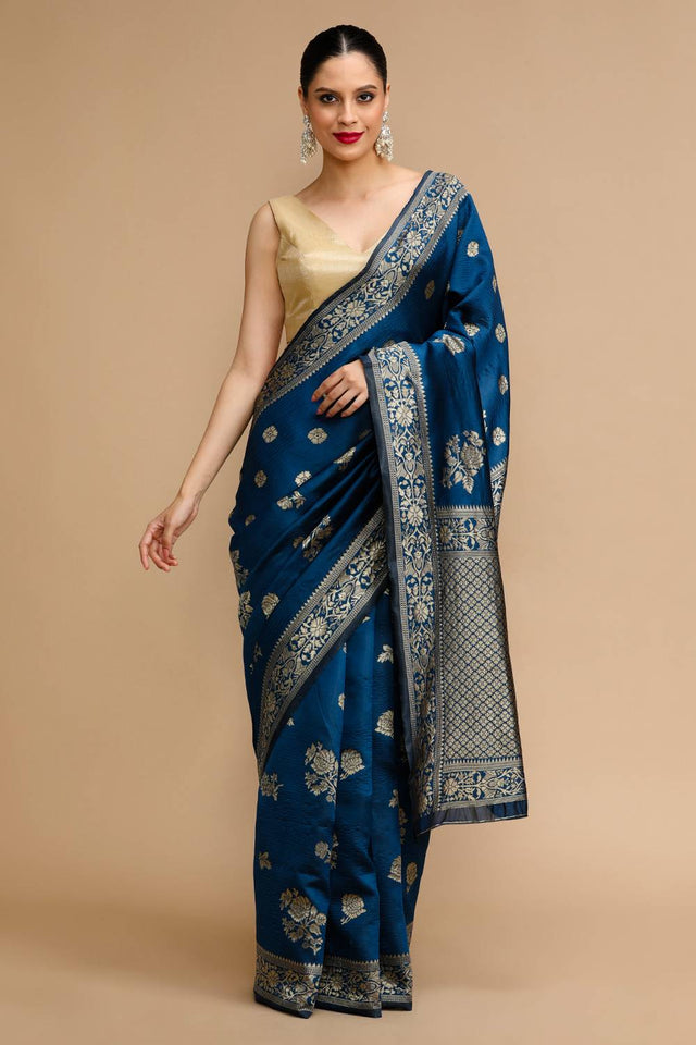 Blue Woven Silk Saree