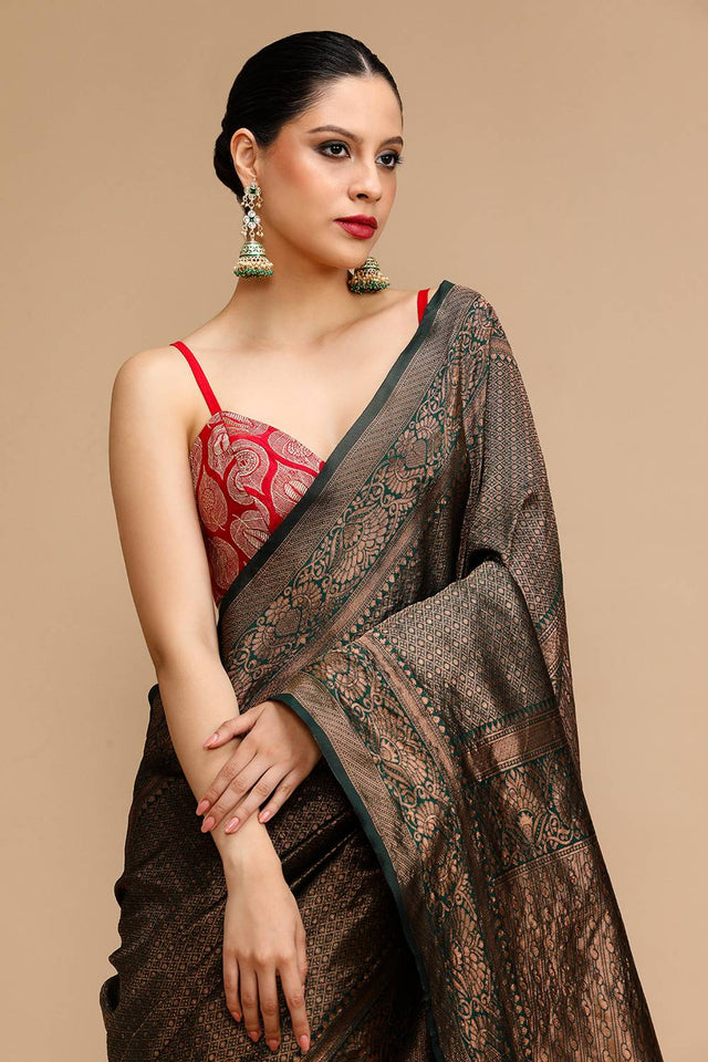 Black Woven Silk Saree