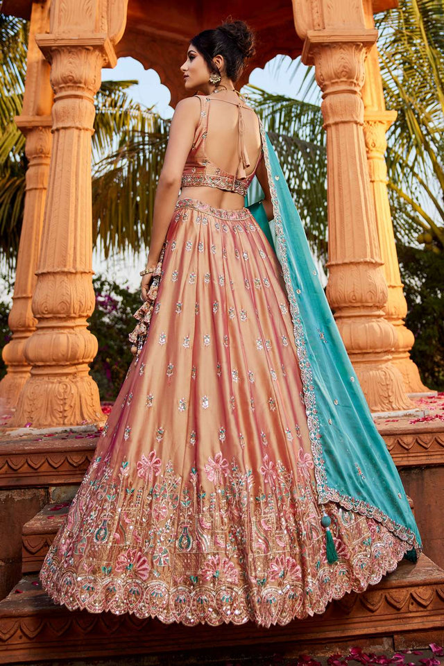 Beige Heavy Embroidered Georgette Lehenga (ACZ8939)