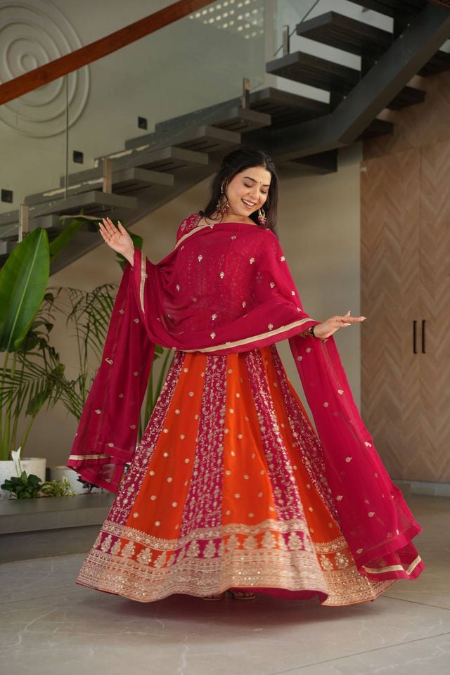 Pink Embroidered Georgette Gown