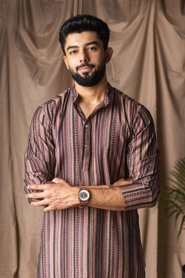 Multi Color Printed Modal Silk Men's Kurta Sets