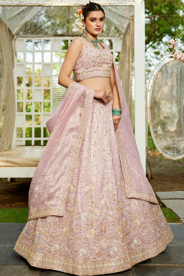 Mauve Sequin with Embroidered Tissue Lehenga (ACZ9914)