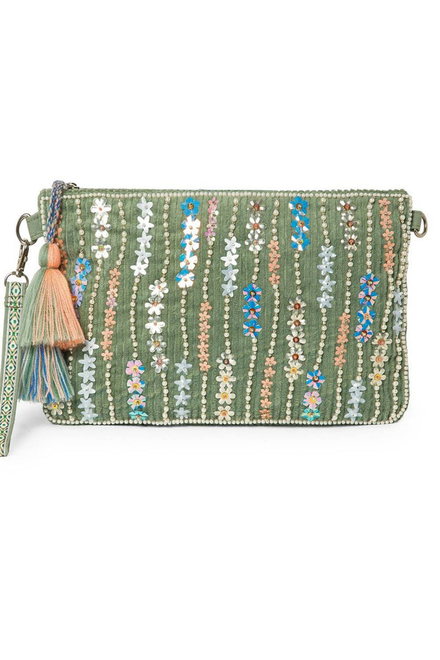 Multi Color Sequined Canvas Sling Bag