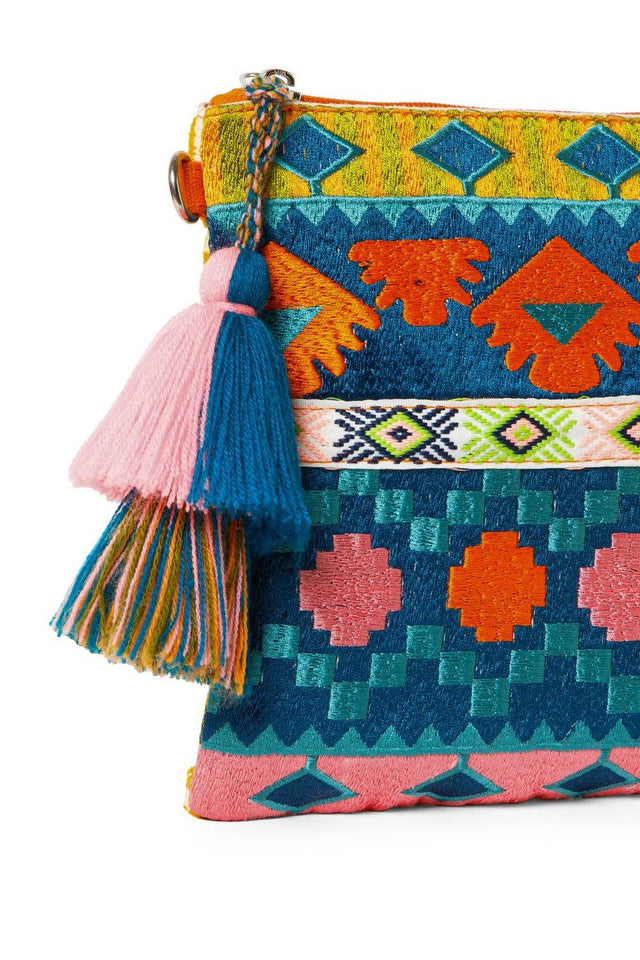 Multi Color Embroidered Jacquard Sling Bag