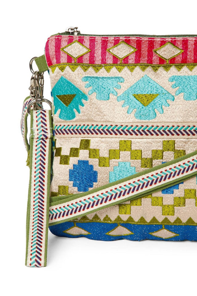 Multi Color Embroidered Jacquard Sling Bag