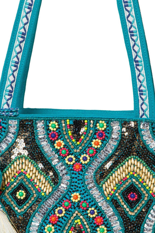 Multi Color Embroidered Jacquard Tote Bag