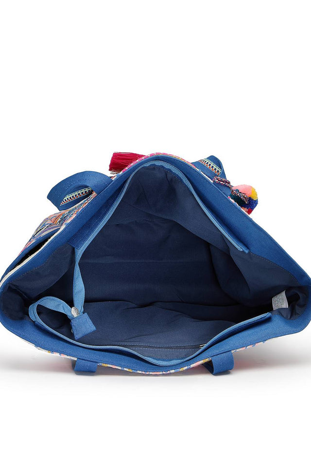 Multi Color Embellished Cotton Tote Bag (ADB5132B)