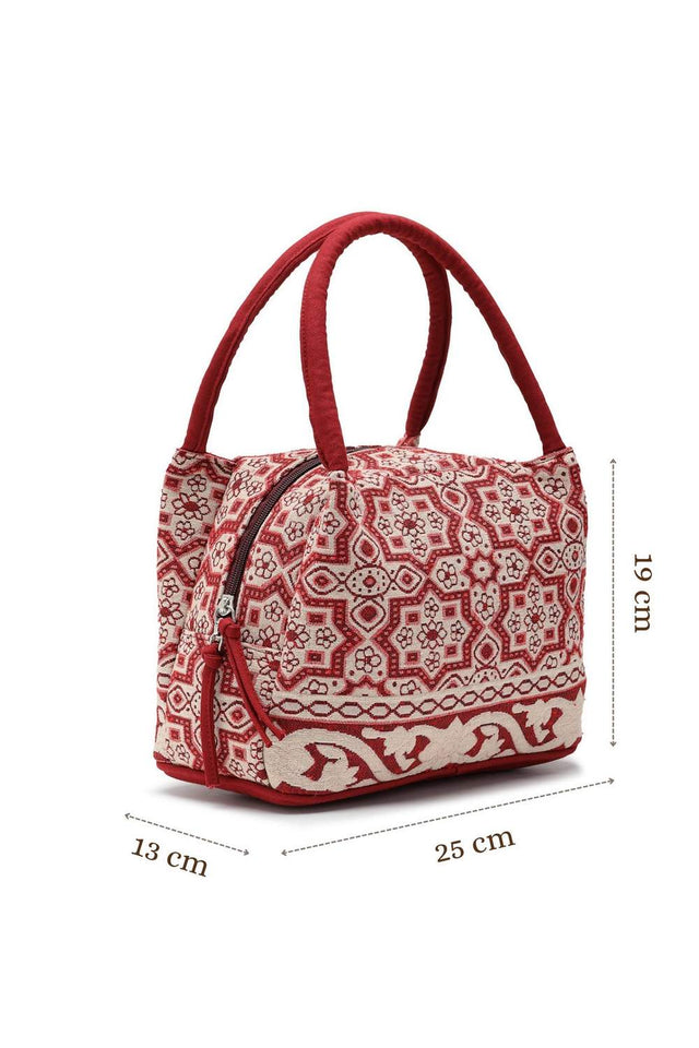 Maroon Jacquard Cotton Hand Bag