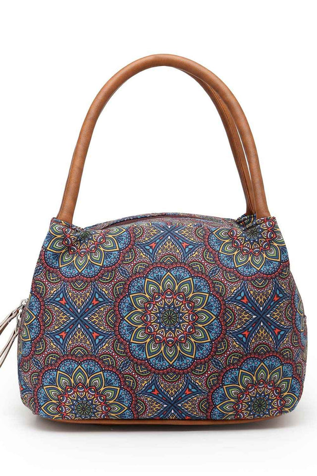 Tribal Multi And Tan Mandala Cotton Jacquard Hand Bag