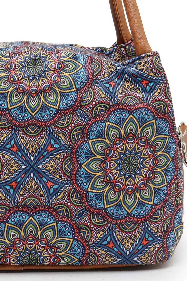 Tribal Multi And Tan Mandala Cotton Jacquard Hand Bag