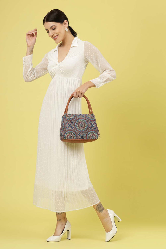 Tribal Multi And Tan Mandala Cotton Jacquard Hand Bag