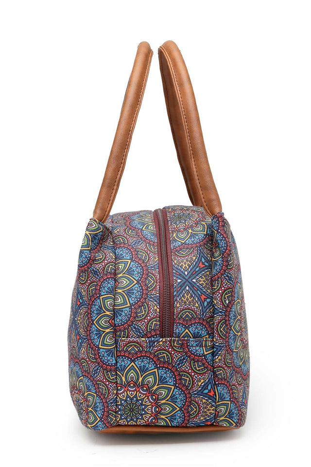 Tribal Multi And Tan Mandala Cotton Jacquard Hand Bag