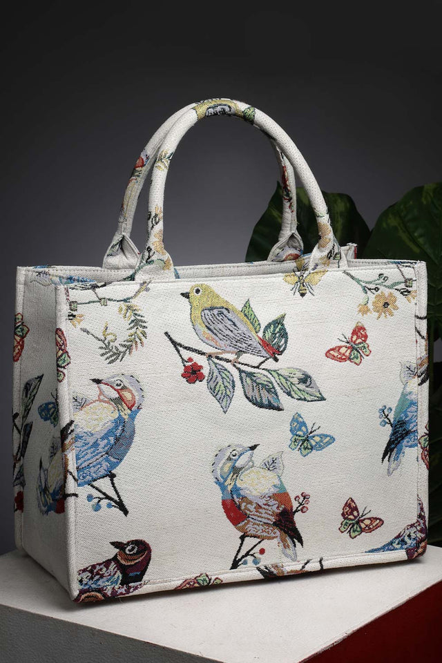 Natural & Multi Toile Cotton Jacquard Hand Bag