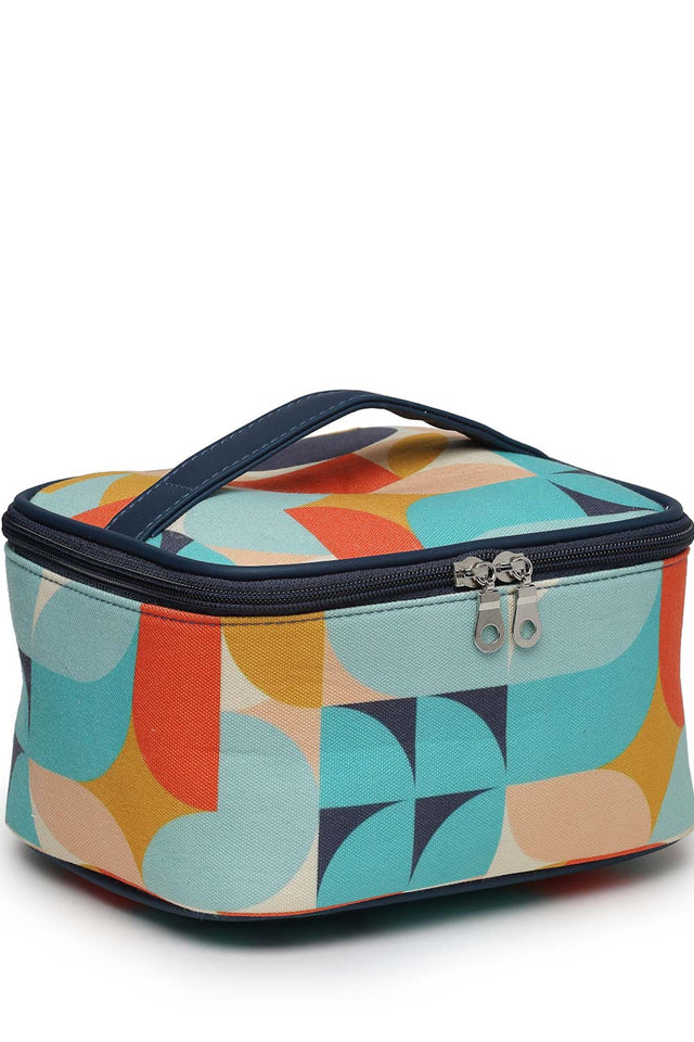 Navy Abstract Print Polycotton Hand Bag
