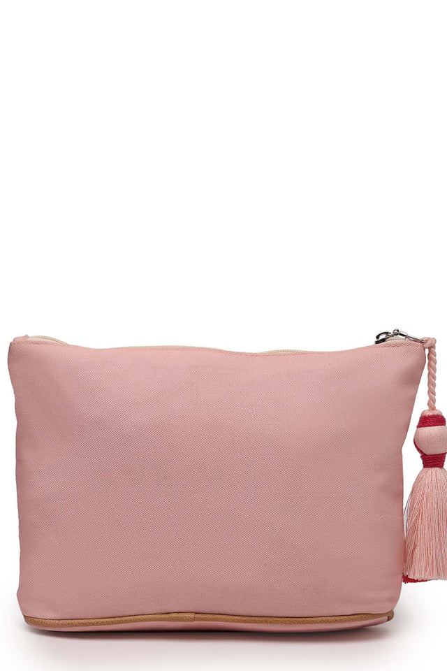Pink Printed Cotton Canvas Hand Bag