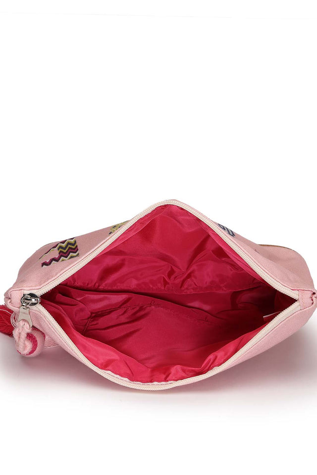 Pink Printed Cotton Canvas Hand Bag
