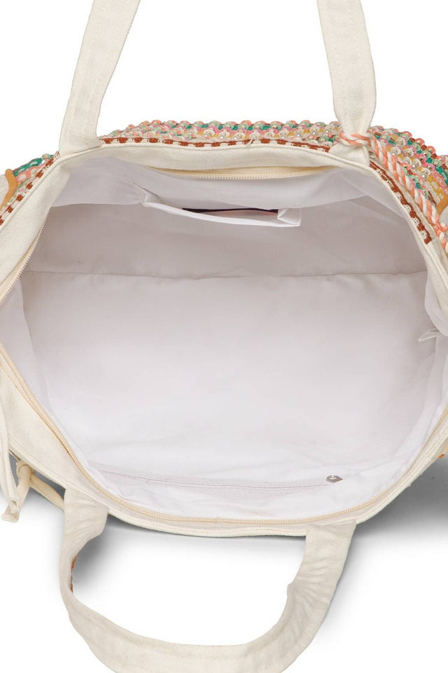 Multi Color Sequined Canvas Tote Bag