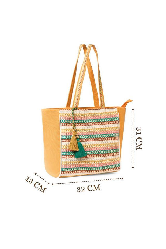 Multi Color Sequined Canvas Tote Bag