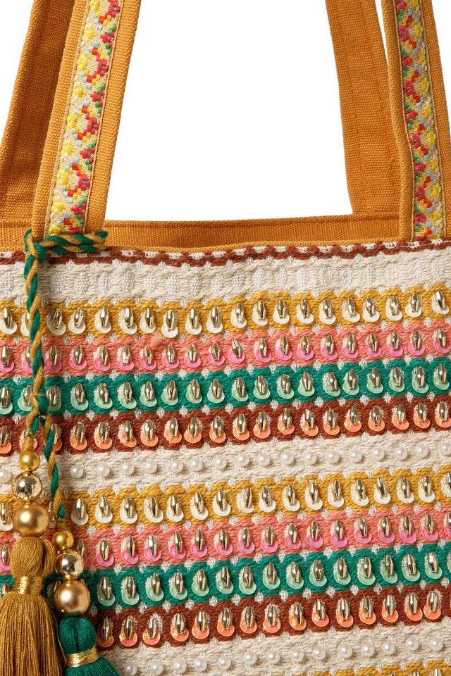 Multi Color Sequined Canvas Tote Bag
