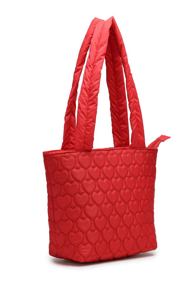 Red Heart Quilted Polyester Hand Bag
