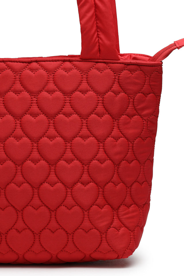 Red Heart Quilted Polyester Hand Bag