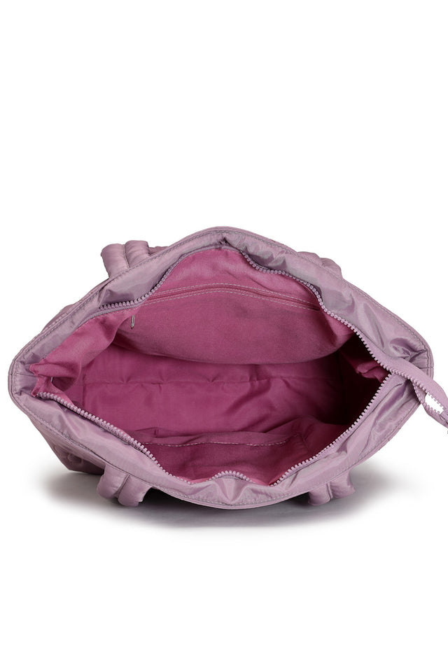 Violet Floral Quilted Polyester Hand Bag