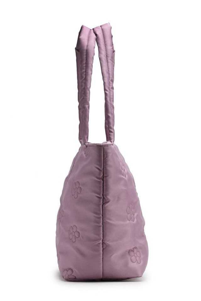 Violet Floral Quilted Polyester Hand Bag