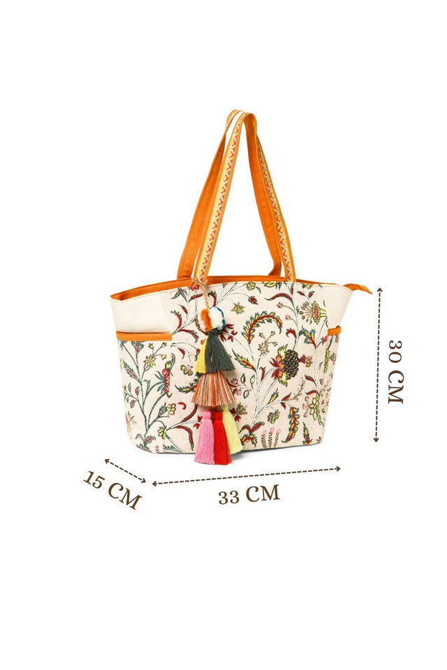 Multi Color Embroidered Canvas Tote Bag