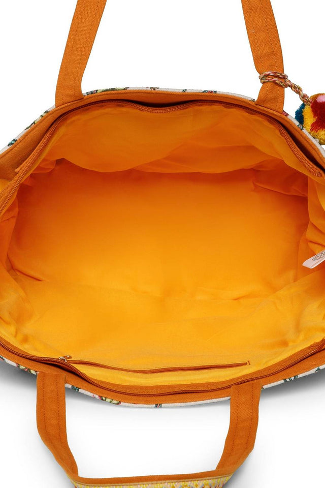 Multi Color Embroidered Canvas Tote Bag