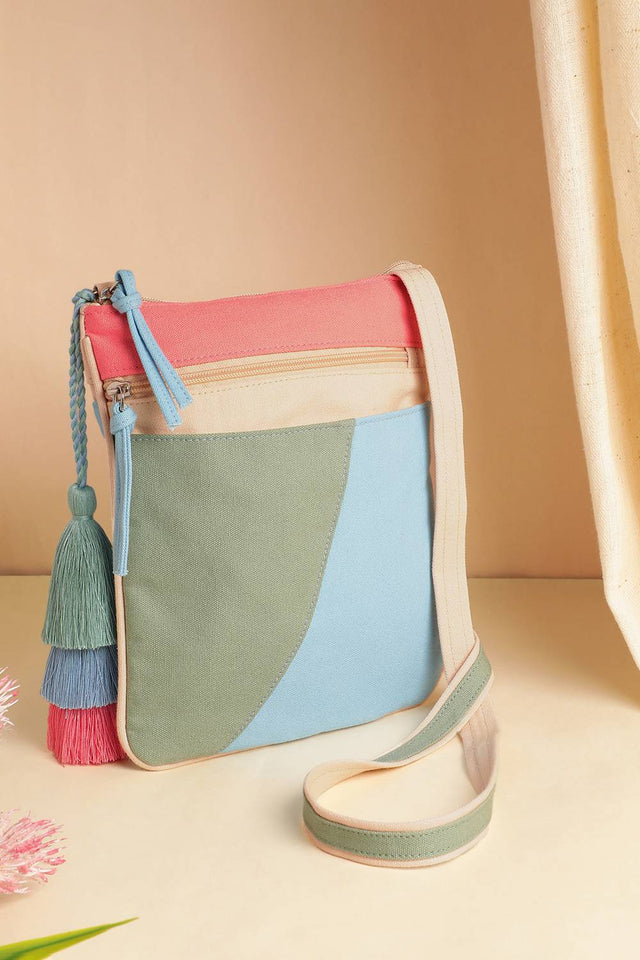Multi Color Solid Cotton Sling Bag