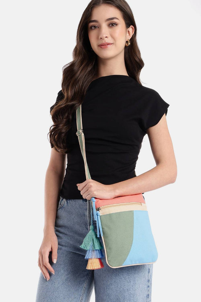 Multi Color Solid Cotton Sling Bag