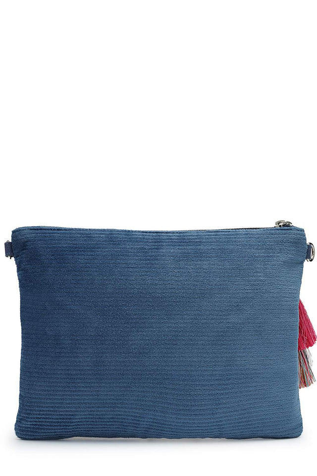 Off White Floral Embroidered Cotton Sling Bag