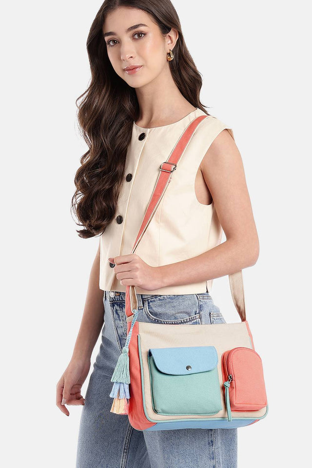 Multi Color Solid Cotton Sling Bag