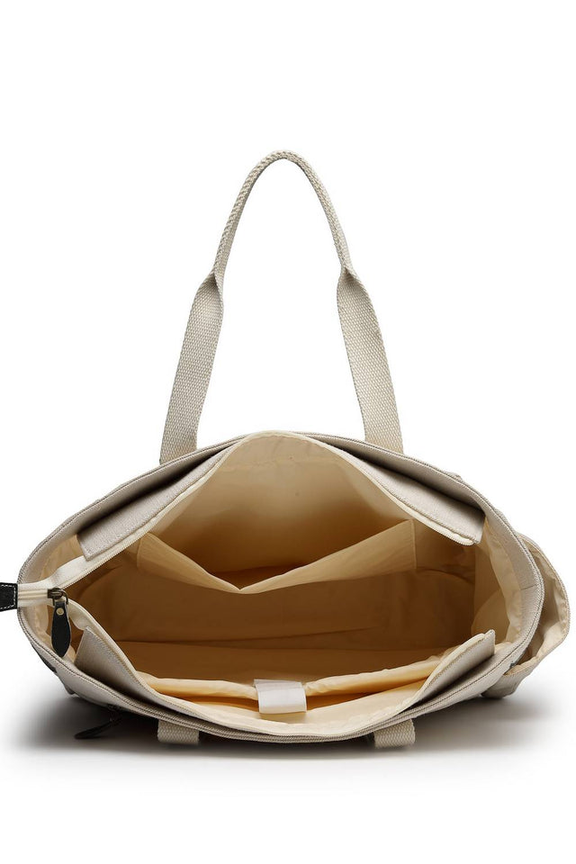 Off White Solid Cotton Tote Bag (ADB5324A)