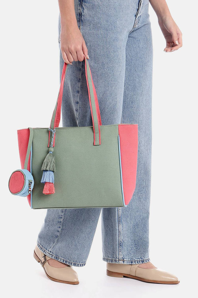 Multi Color Solid Cotton Tote Bag