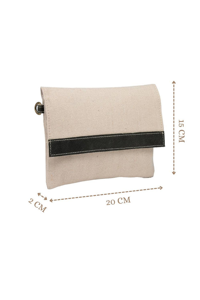 Off White Solid Cotton Sling Bag (ADB5343A)