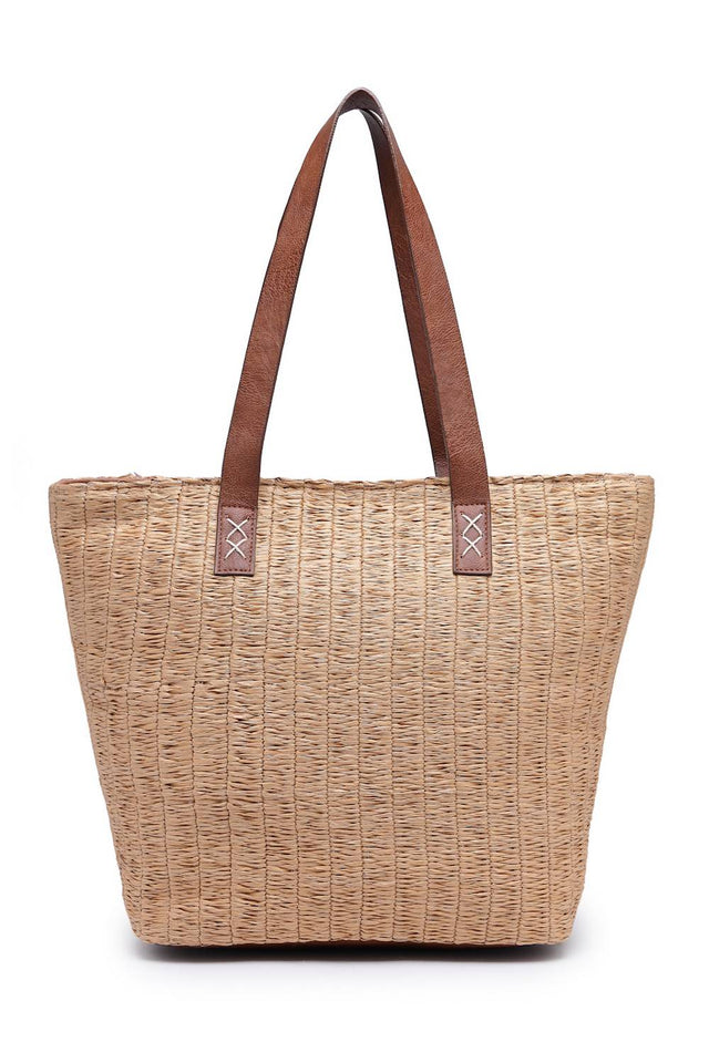 Brown Woven Canvas Tote Bag (ADB5345A)
