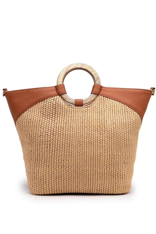Brown Woven Canvas Hand Bag (ADB5346A)