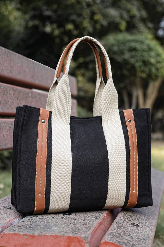 Black Solid Colorblocked Cotton Hand Bag (ADB5351B)