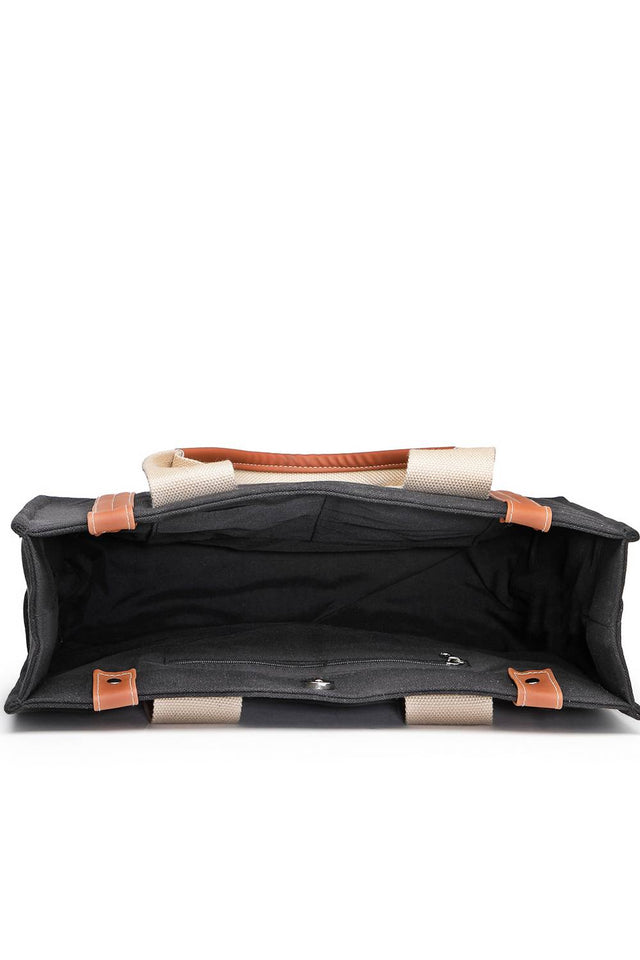 Black Solid Colorblocked Cotton Hand Bag (ADB5351B)