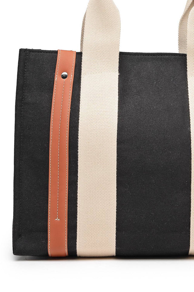 Black Solid Colorblocked Cotton Hand Bag (ADB5351B)