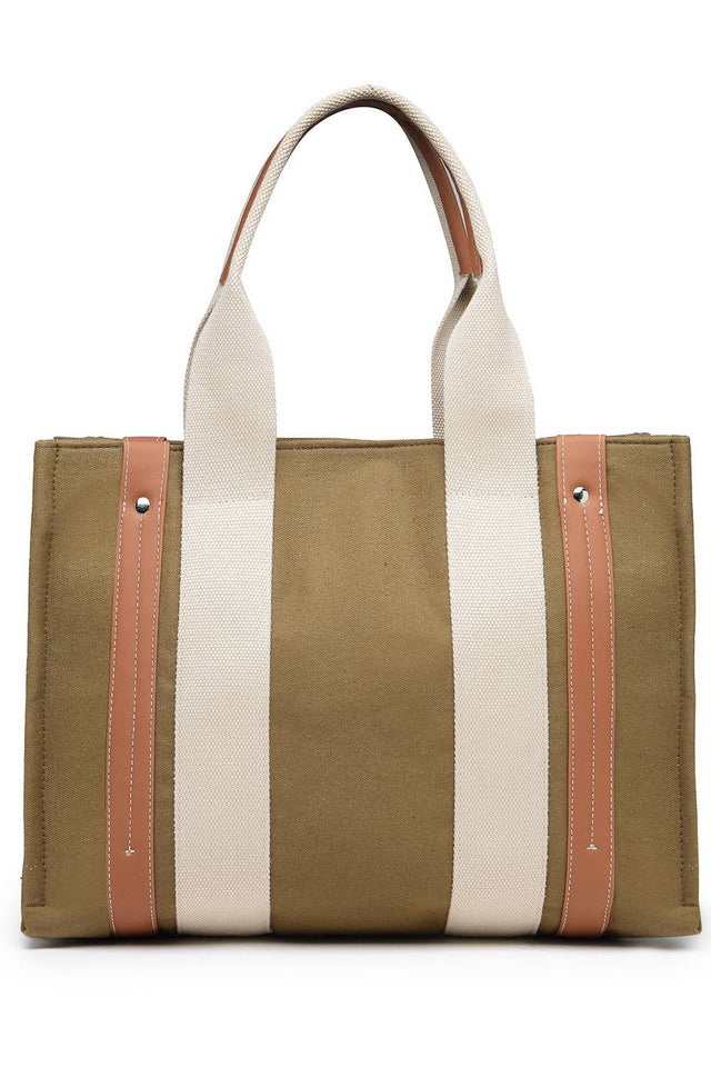 Olive Solid Colorblocked Cotton Hand Bag (ADB5351D)