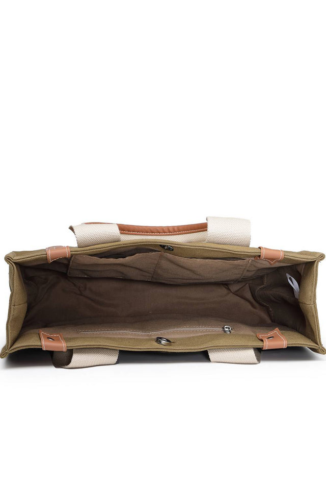 Olive Solid Colorblocked Cotton Hand Bag (ADB5351D)