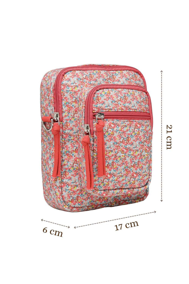 Red Digital Print Polycotton Sling Bag (ADB5352A)
