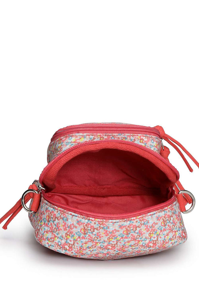 Red Digital Print Polycotton Sling Bag (ADB5352A)