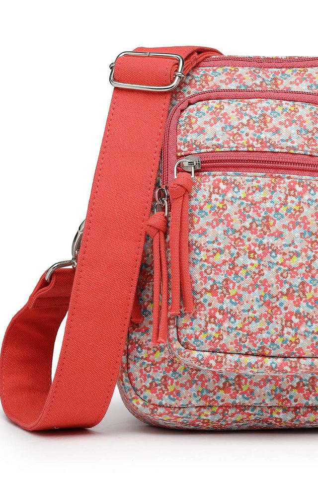 Red Digital Print Polycotton Sling Bag (ADB5352A)