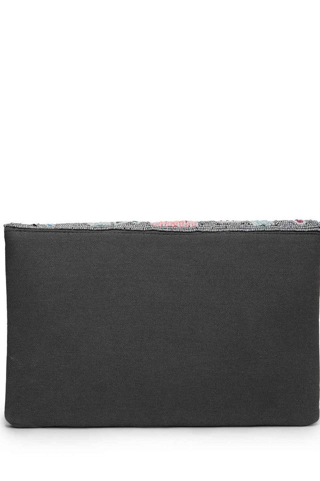 Grey Quirky Bead Work Cotton Sling Bag (ADBT1030A)