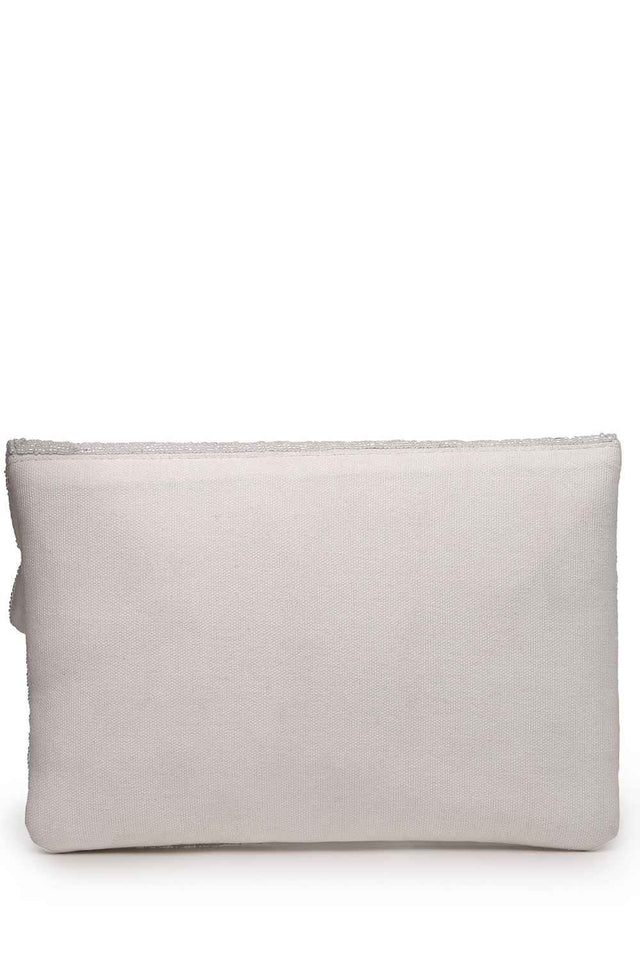 White Spectrum Bead Work Cotton Sling Bag